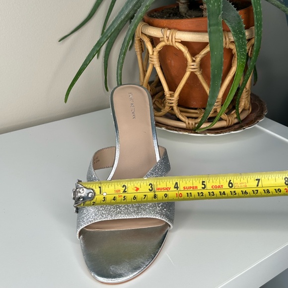 Stuart Weitzman Silver Glitter Mule Heels Size 11 | Party Wedding Shoe - Picture 13 of 13
